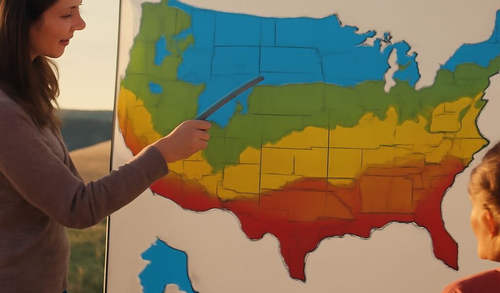 World climate map showing Mediterranean and United States climate zones