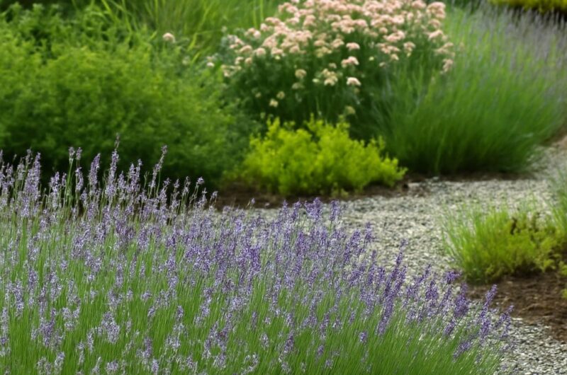 Herb containers and a small raised garden bed