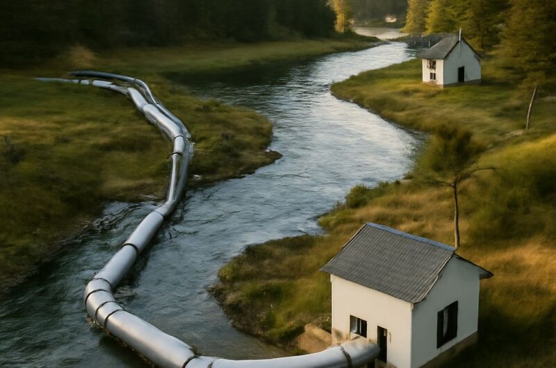 Hydropower advantages and disadvantages shown in a dam and river illustration