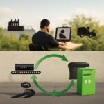 Empty ink cartridges sorted for recycling
