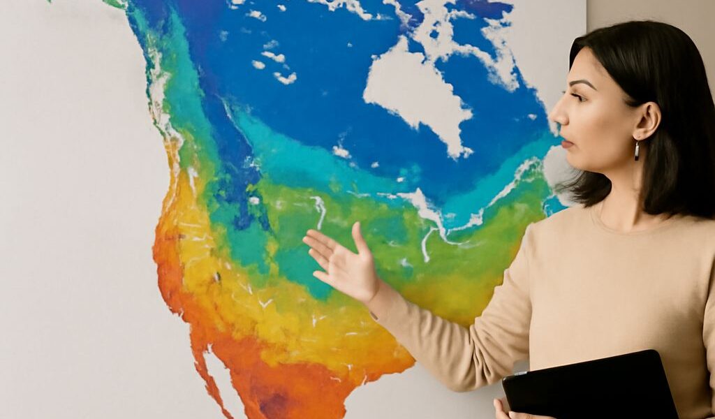 Color-coded climate regions across North America and the United States