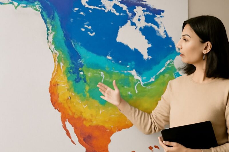 Color-coded climate regions across North America and the United States