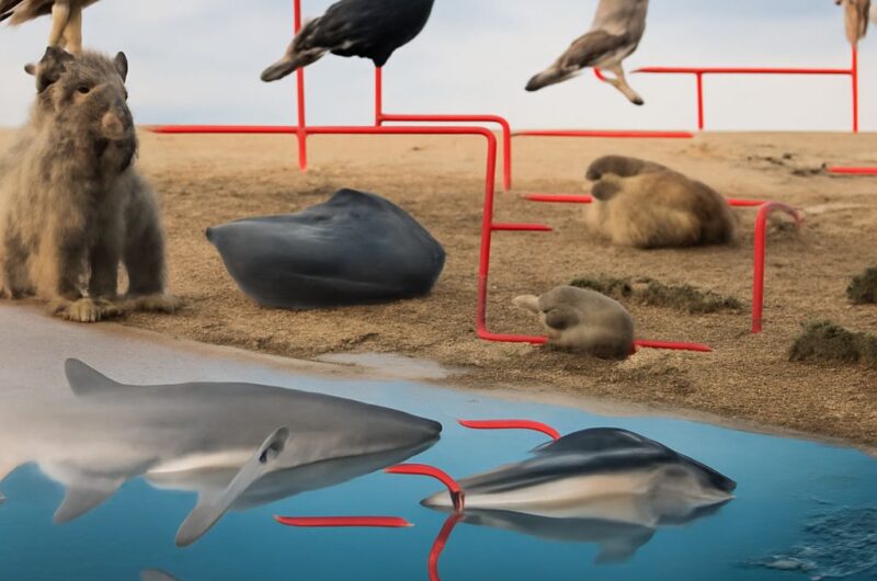 Diagram of a tundra food web linking lichens and sedges to herbivores and predators