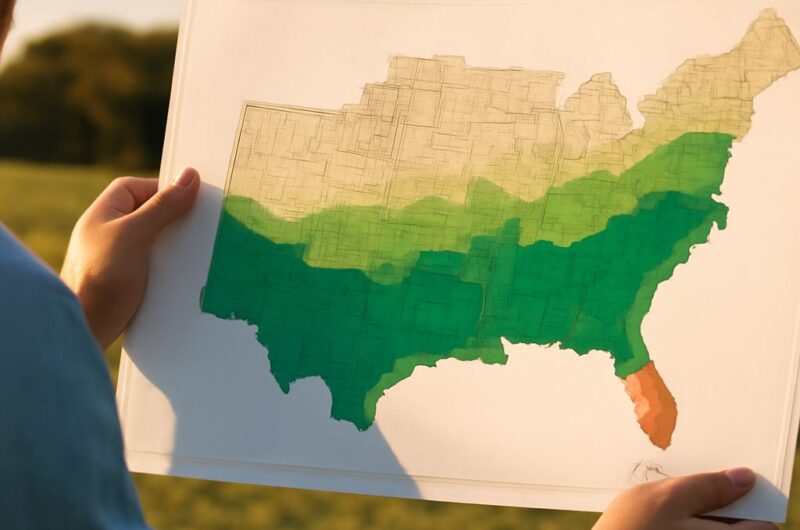 Köppen-style map comparing climate zones across the United States and Africa