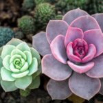 Variety of desert plants in arid landscape