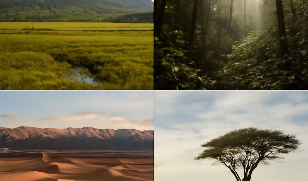 Illustration of different biomes on Earth
