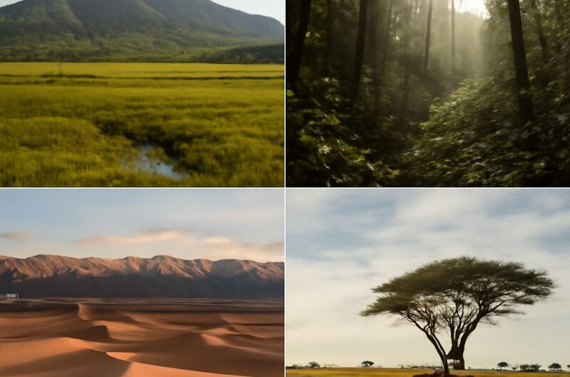 Illustration of different biomes on Earth