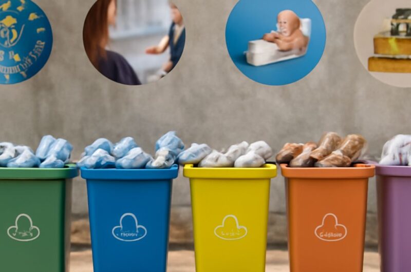 Various recyclable materials, including bottles, sorted and ready for recycling.